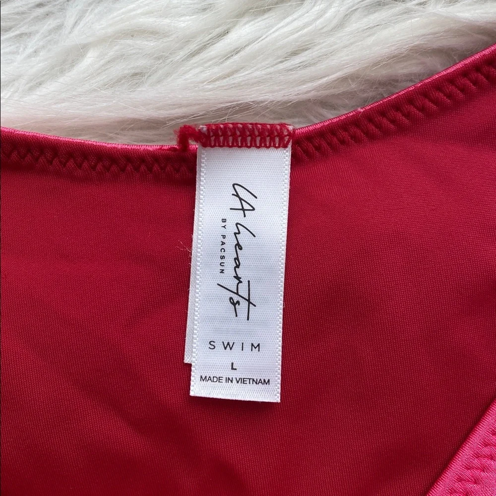 LA Hearts by PacSun | Pink & Red Reversible Ria V High Cut Bikini Bottom